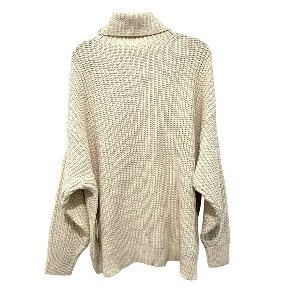Free People Oversized Cream Knit Turtleneck Sweater Size Small NWT - Picture 4 of 5